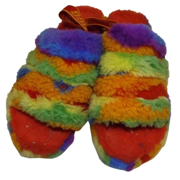 Size 7 UGG Oh Fluffita Fluff Yeah Slippers Pink & Rainbow Sherbert 2 Pairs 1 Prc - Picture 9 of 15